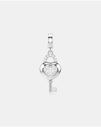 Swarovski - Idyllia Charm, Mixed Cuts, Heart With Key, White, Rhodium Plated