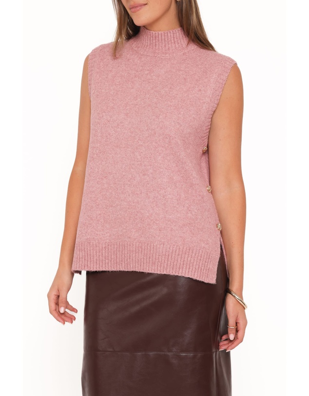 Petal & Pup - Freydis Side Button Sweater Top - Rose