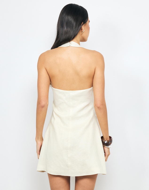 AERE - Lea Halter Linen Mini Dress