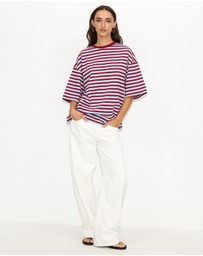 Dazie - Nostalgia Stripe Oversized Boyfriend Tee