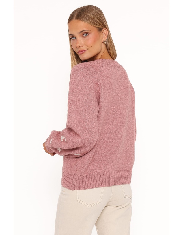 Petal & Pup - Fleming Flower Applique Sweater - Rose