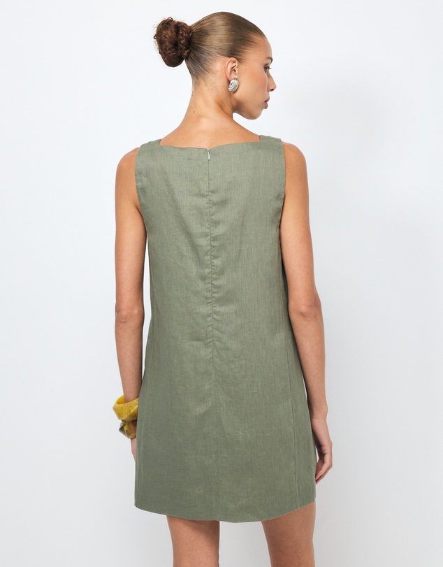 AERE - Siya Panelled Linen Shift Mini Dress