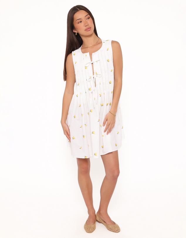 Petal & Pup - Madeline Mini Dress - Embroidered Lemons