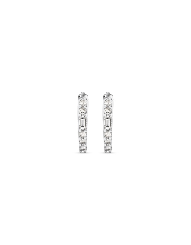 Michael Hill - 0.13 Carat TW Diamond Dot Dash Mini Hoop Earrings in 10kt White Gold