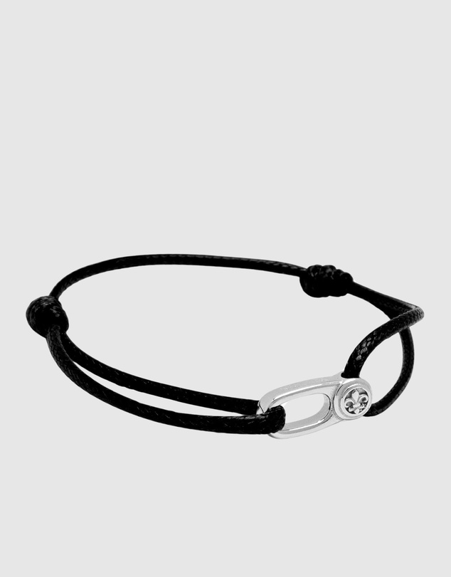 Nialaya Jewellery - Black String Bracelet with Silver Hook