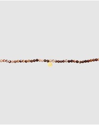 Elli Jewelry - Necklace Pearl Platelet Boho with Jasper Gemstones in 925 Sterling Silver Gold Plated