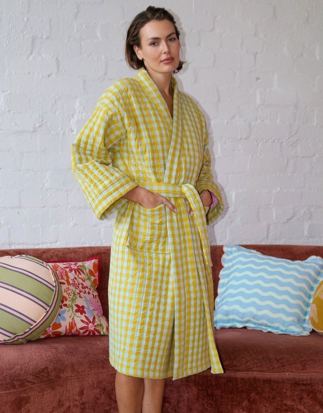 Mosey Me - Citrus Seersucker Quilted Robe