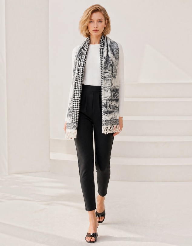 Mossée - Vienna Houndstooth Wool Shawl