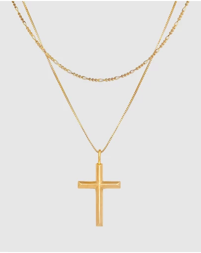 Kuzzoi - ICONIC EXCLUSIVE - Cross Pendant Necklace in Gold-Plated 925 Sterling Silver