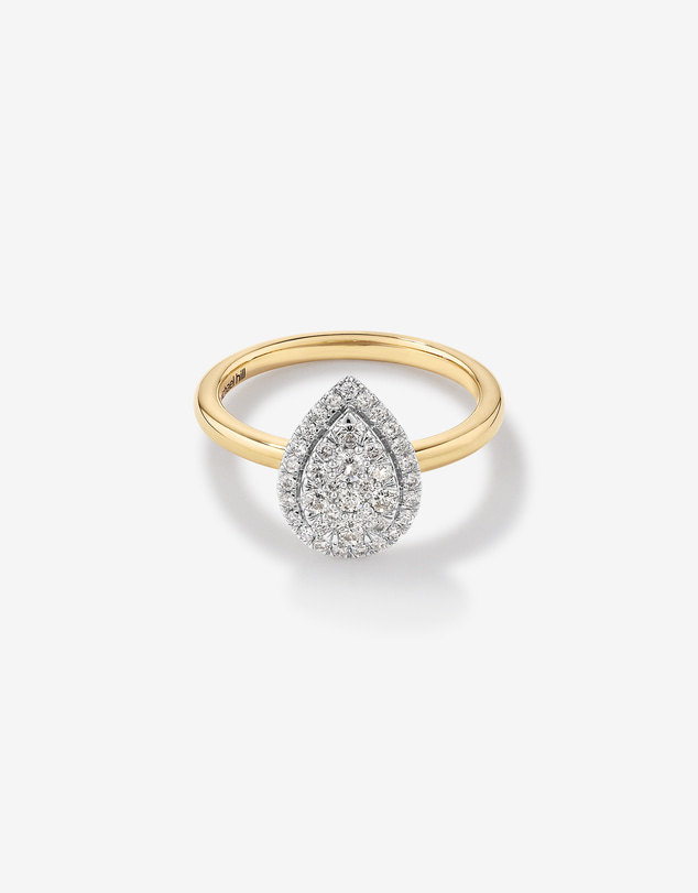 Michael Hill - 0.50 Carat TW Pear Shaped Diamond Cluster Ring in 14kt Yellow & White Gold