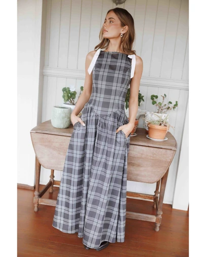Petal & Pup - Rafaella Maxi Dress - Charcoal Plaid
