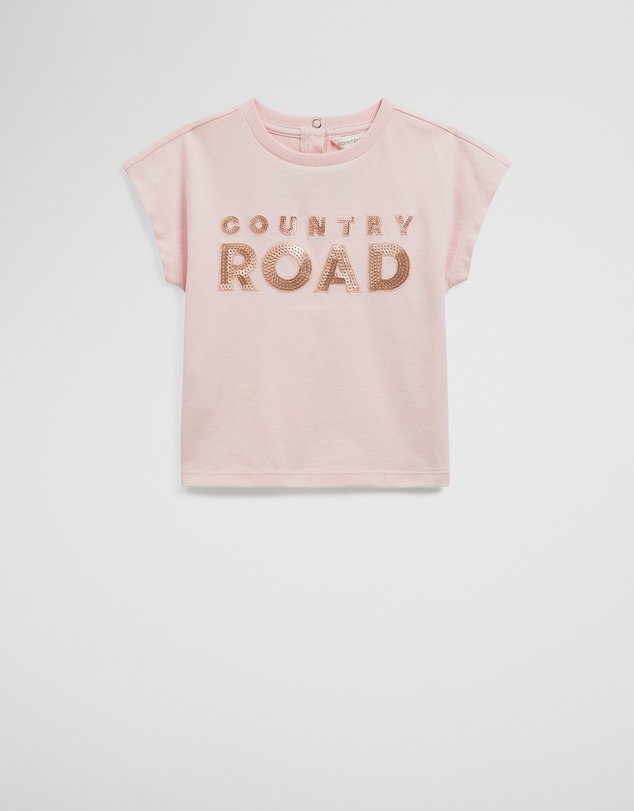 Country Road - Organically Grown Cotton Sequin Logo T-shirt