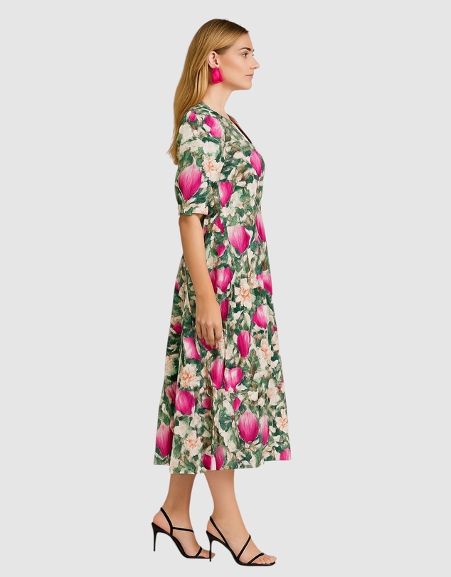 Honey and Beau - Elastic Waistband Midi Dress