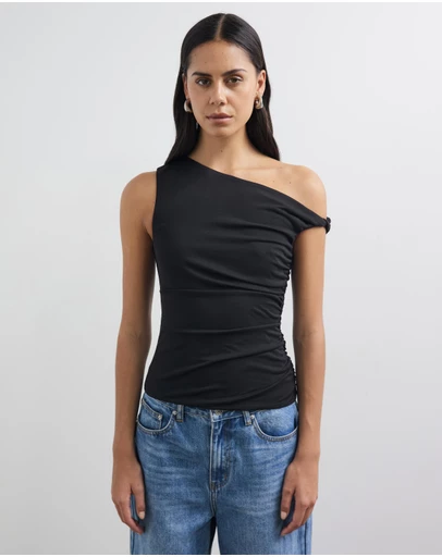 Minima Esenciales - Delphi Twist Off Shoulder Cupro Top