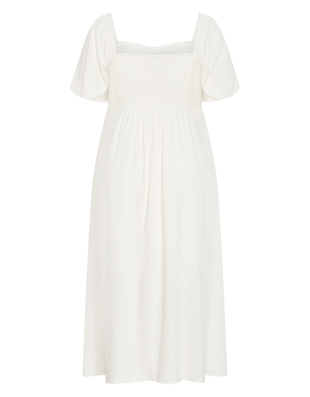 City Chic - Plus size Lori Linen Midi Dress - ivory