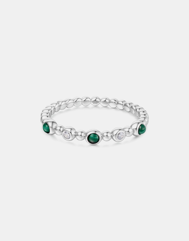 Ania Haie - Silver Bezel Malachite Beaded Ring
