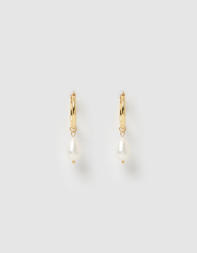 Arms Of Eve - Augusta Gold Hoop & Freshwater Pearl Earrings - Small