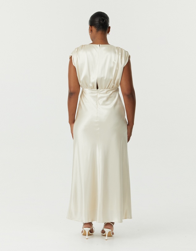 Third Form - Satin Cross Over Gather Dress