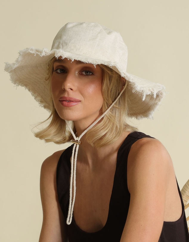 Morgan & Taylor - Cleo Linen-Blend Bucket Hat in Beige