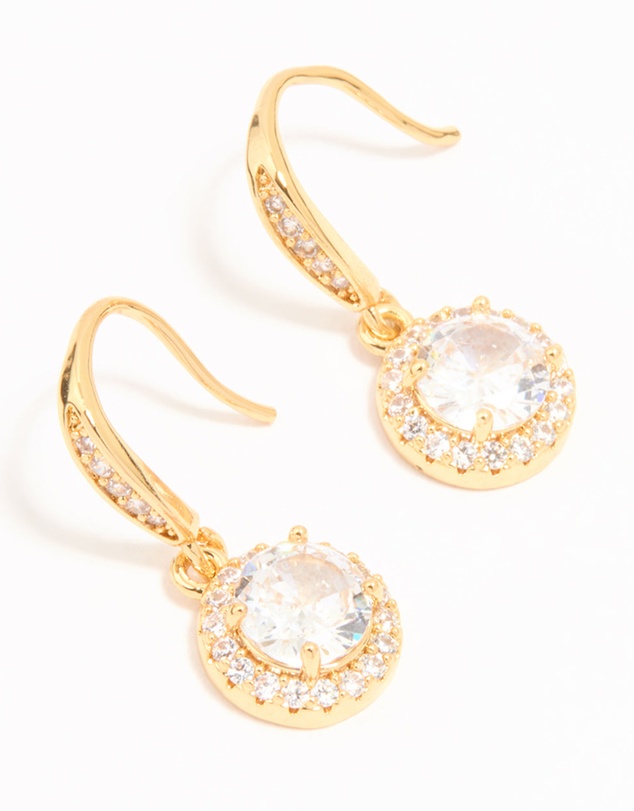 Lovisa - Gold Plated Cubic Zirconia Round Halo Drop Earrings
