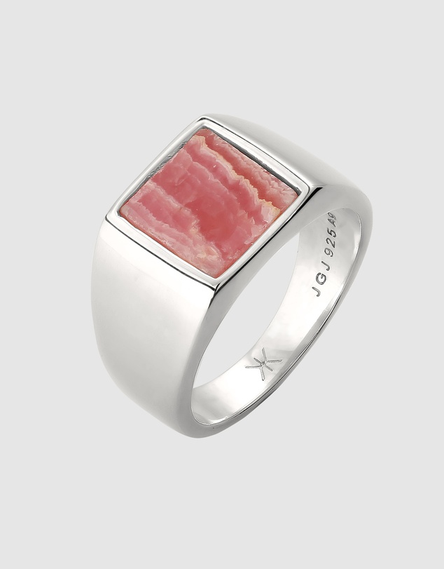 Kuzzoi - ICONIC EXCLUSIVE - Rhodochrosite Signet Ring in 925 Silver