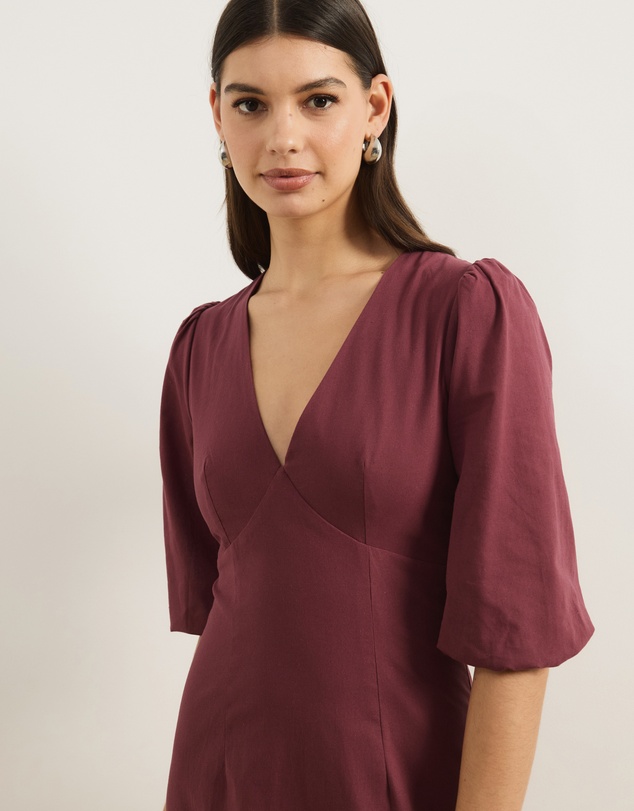 Atmos&Here - Molli V-Neck Short Sleeve Midi Dress