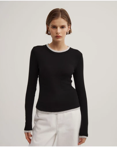 Witchery - Contrast Trim Long Sleeve Top