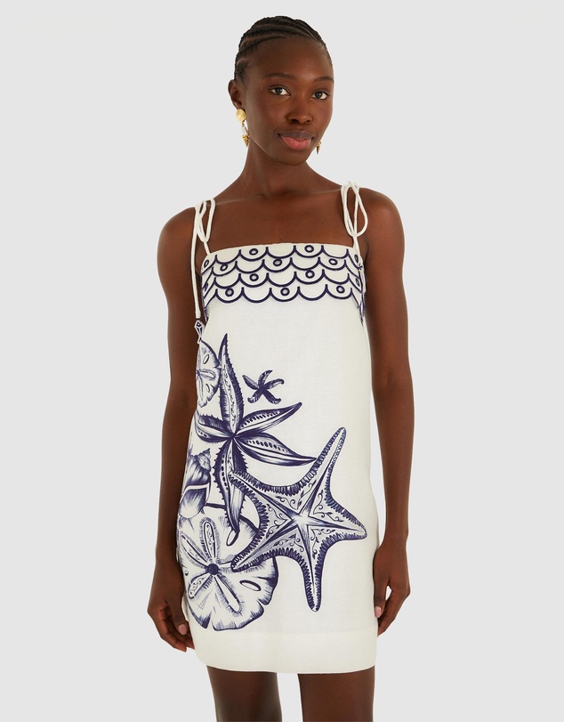 Farm Rio - Coast Stars Off-White Mini Dress
