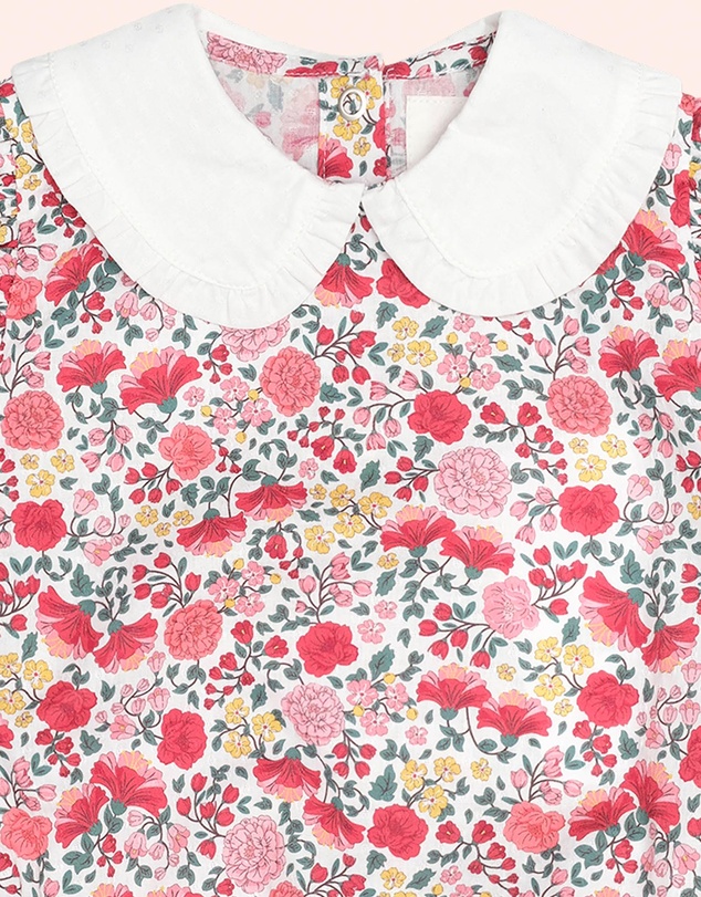 Huxbaby - Festive Floral Frill Collar Bubble Romper - Babies