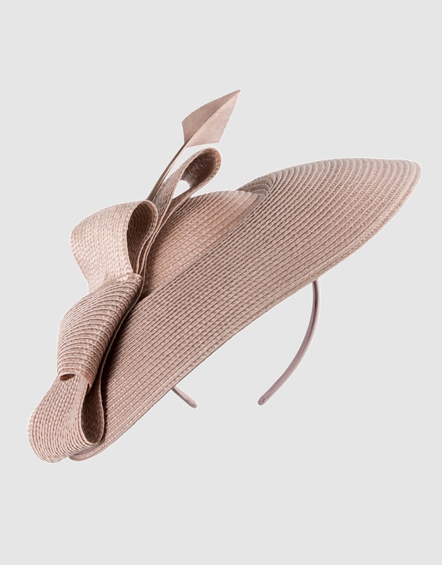 Max Alexander - Saucer Taupe Racing Fascinator Hat