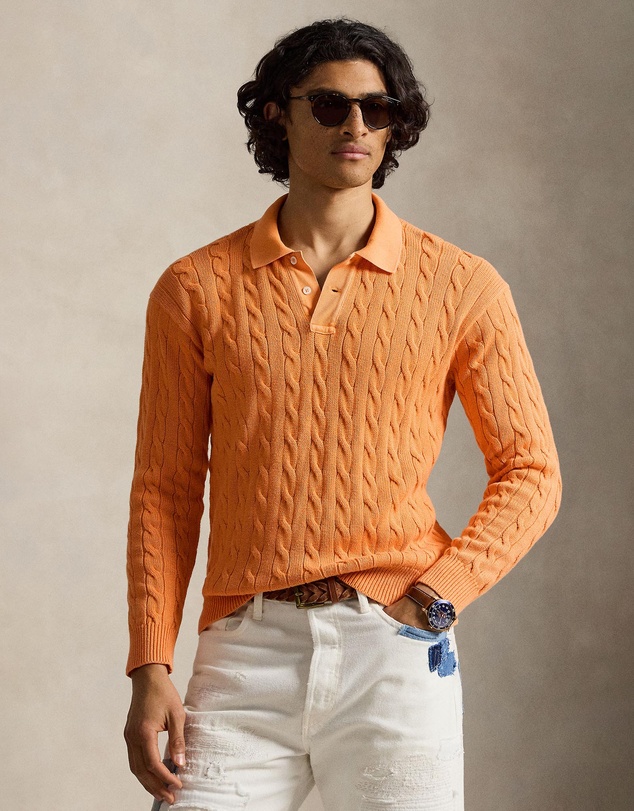 Polo Ralph Lauren - Relaxed Cable Cotton Polo-Collar Sweater - ICONIC EXCLUSIVE