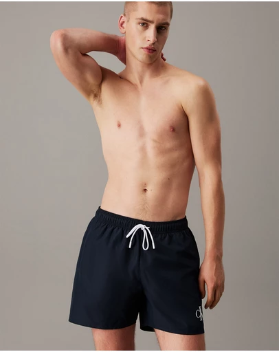 Calvin Klein - CK Monogram Medium Drawstring Swim Shorts