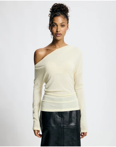 Lover - Medea Asymmetrical Wool Blend Top
