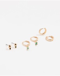 Lovisa - Gold Oval Stud & Hoop Earrings 3-Pack