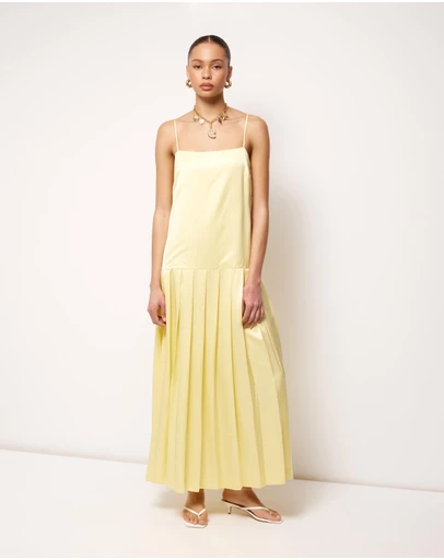 AERE - Esti Pleated Hem Midi Dress