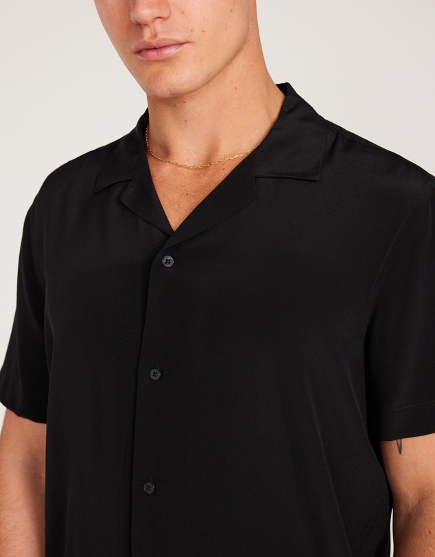 Calibre - Camp Collar Silk Shirt Black