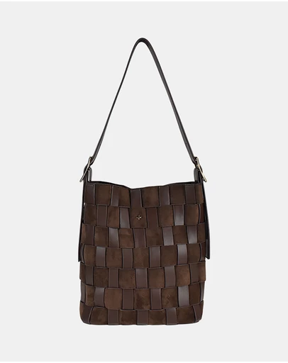 PETA AND JAIN - Roni Suede/PU Woven Bucket Bag