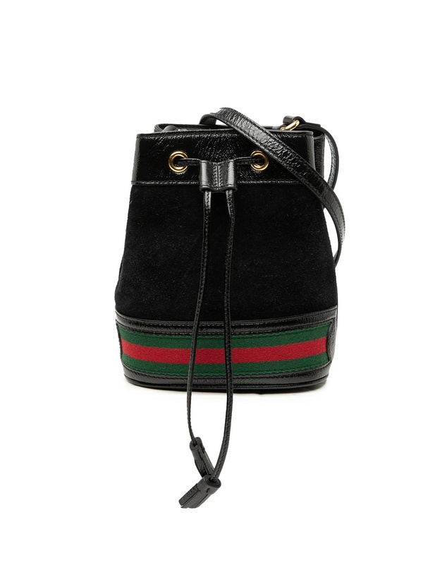 Pre-Loved by Azura Reborn - Pre-Loved Mini Suede and Patent Web Ophidia Bucket Bag