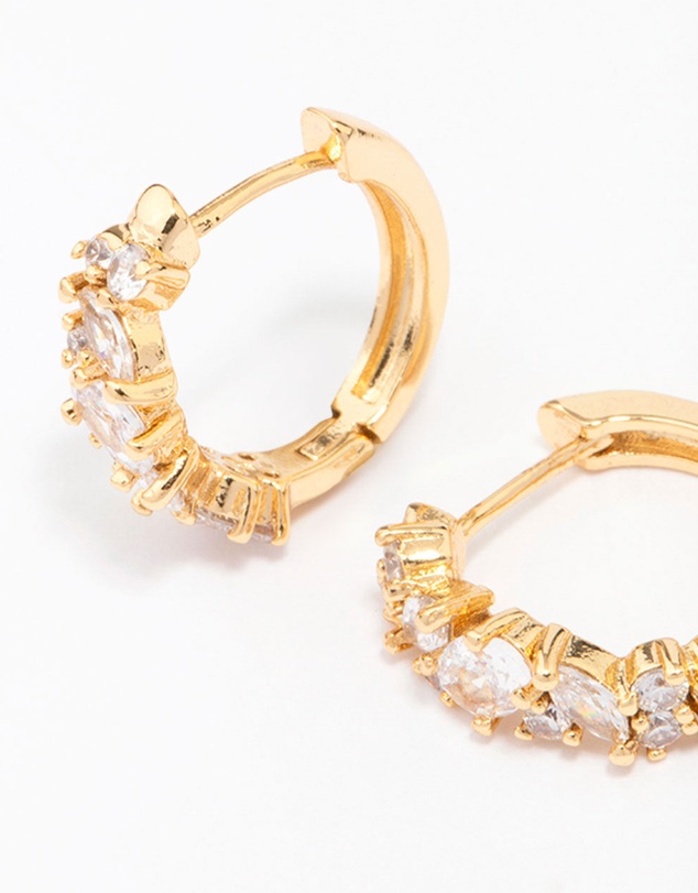 Lovisa - Gold Plated Cubic Zirconia Oval Cluster Hoop Earrings