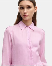 BOSS - Tiered Shirt Dress In Ramie