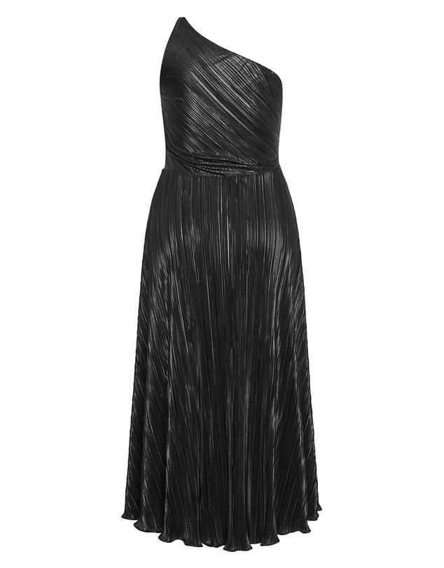 City Chic - Plus size Kamila One Shoulder Metallic Dress - black