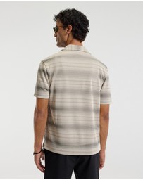 Calibre - Textured Stripe Cuban Collar Shirt Neutral