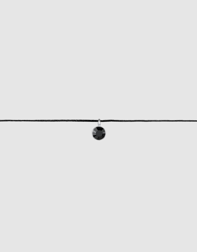 Elli Jewelry - Black Crystal Nylon Choker Necklace in 925 Silver