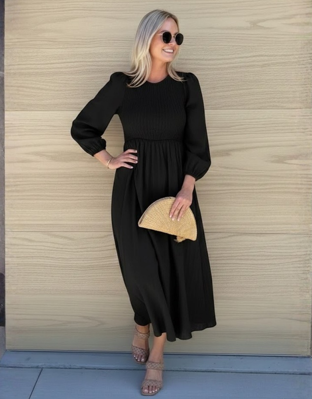 Esther & Co - Iolana Dress - Black Long Sleeve