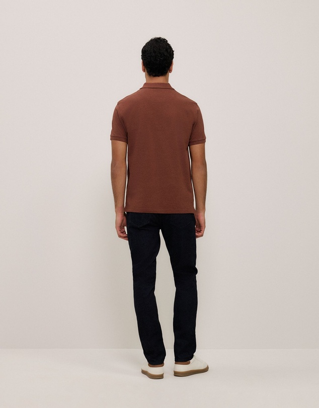 Trenery - Pique Marle Monogram Polo in Redwood