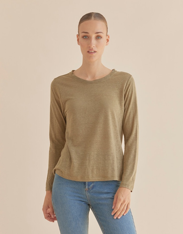 Amelius - Priya Long Sleeve Linen Jersey Top