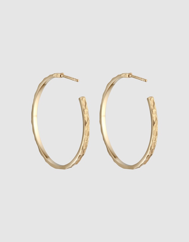 Elli Jewelry - Hammered Hoop Stud Earrings in Gold-Plated 925 Silver
