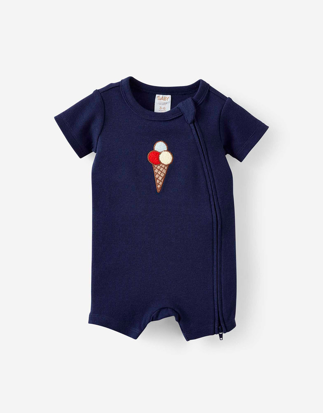 Cotton On Kids - Growie Short Sleeve Zip Romper