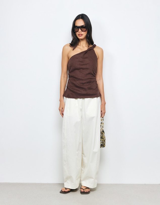 AERE - Penny Linen One Shoulder Top