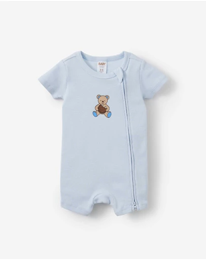 Cotton On Kids - Growie Short Sleeve Zip Romper